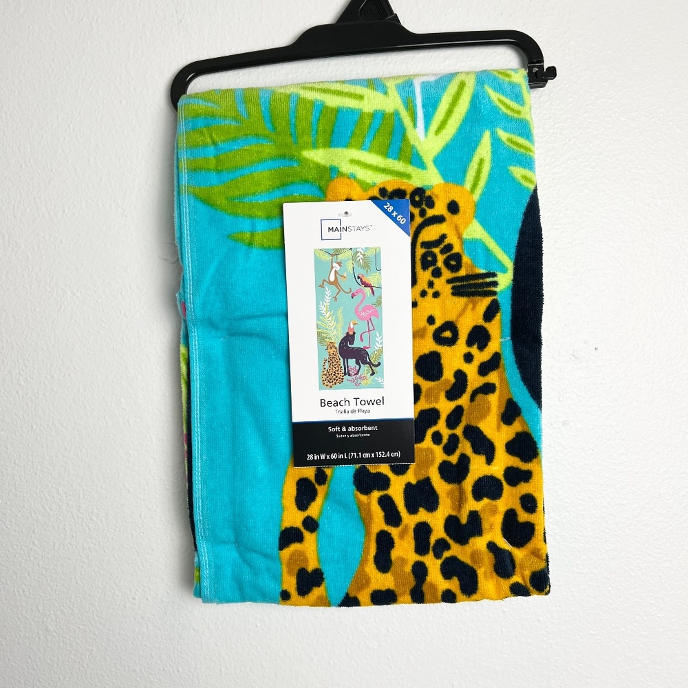 Kids Jungle Beach Towel Monkey Parrot Flamingo Cheetah 28x60 Mainstays